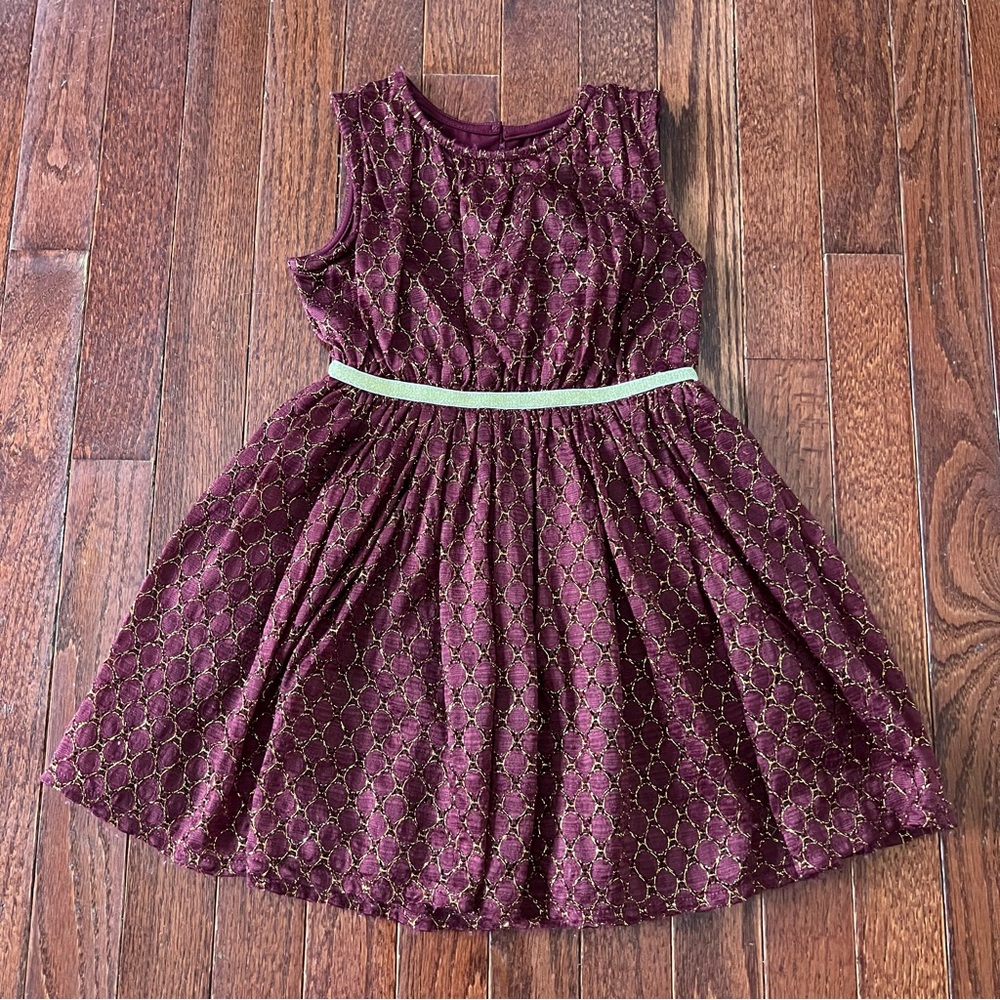 Cat & Jack Girls Maroon & Gold Party Dress - size 5T